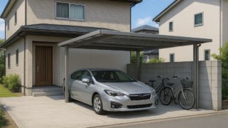 一宮市の戸建て外構に施工された自転車置き場のイメージ