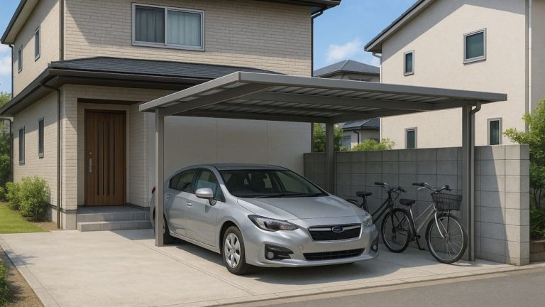 一宮市の戸建て外構に施工された自転車置き場のイメージ