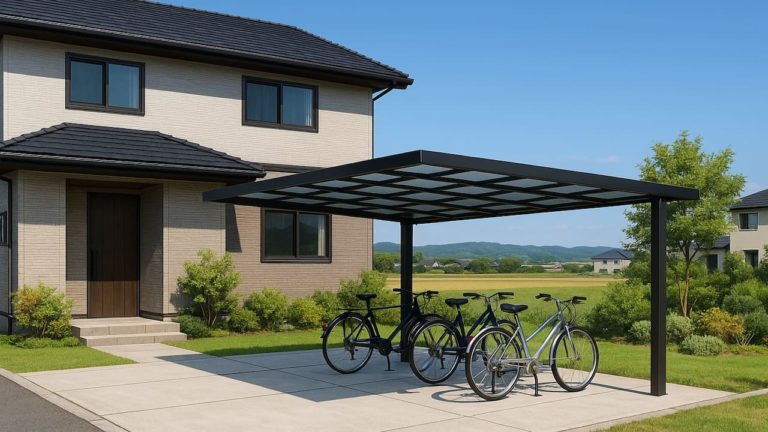 一宮市の戸建て外構に施工されたサイクルポートのイメージ