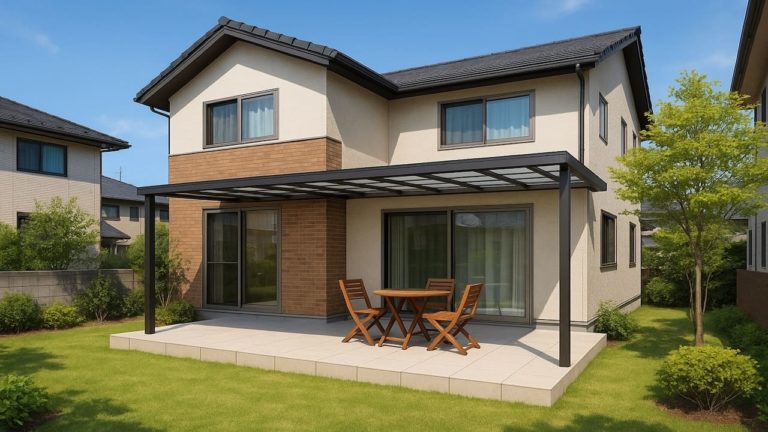 一宮市の戸建て外構に施工されたテラス屋根のイメージ