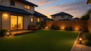 【伊賀市】人工芝 工事の価格相場|ランニングコストを抑える5つ 伊賀市の戸建て外構に施工された人工芝のイメージ