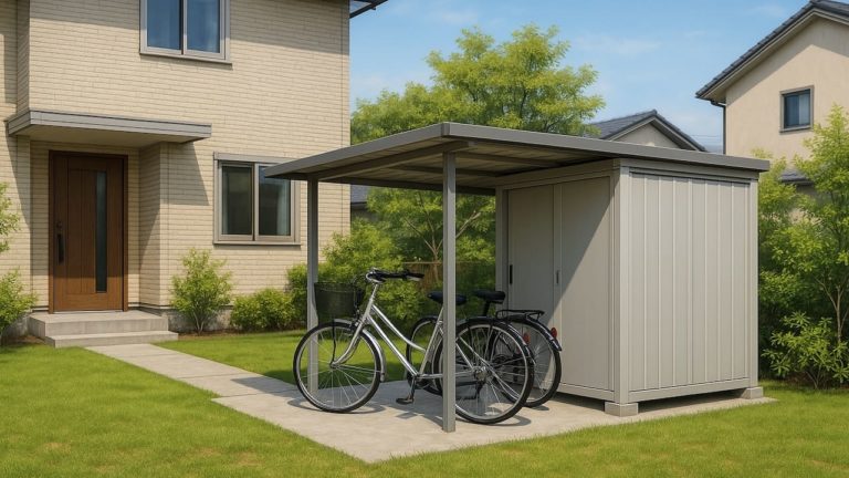 伊賀市の戸建て外構に施工された自転車置き場のイメージ