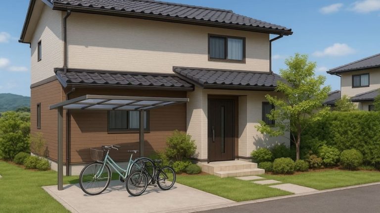 伊賀市の戸建て外構に施工されたサイクルポートのイメージ