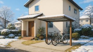 飯田市の戸建て外構に施工された自転車置き場のイメージ