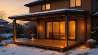 飯田市の戸建て外構に施工されたテラス屋根のイメージ