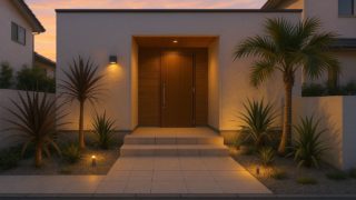 飯塚市の戸建て外構に施工された玄関アプローチのイメージ