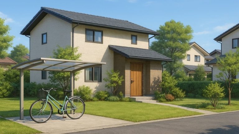 飯塚市の戸建て外構に施工された自転車置き場のイメージ