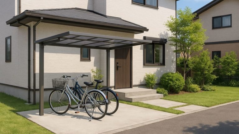 飯塚市の戸建て外構に施工されたサイクルポートのイメージ