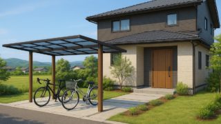 【池田市】サイクルポートの費用比較|相見積もりで損しないポイント 池田市の戸建て外構に施工されたサイクルポートのイメージ