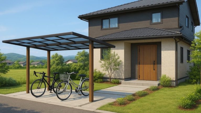 池田市の戸建て外構に施工されたサイクルポートのイメージ