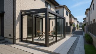 池田市の戸建て外構に施工されたテラス囲い・サンルームのイメージ