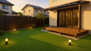 生駒市の戸建て外構に施工された人工芝のイメージ