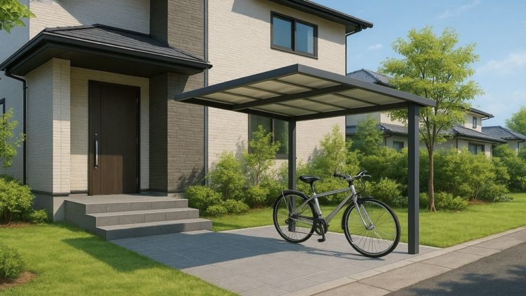 生駒市の戸建て外構に施工された自転車置き場のイメージ