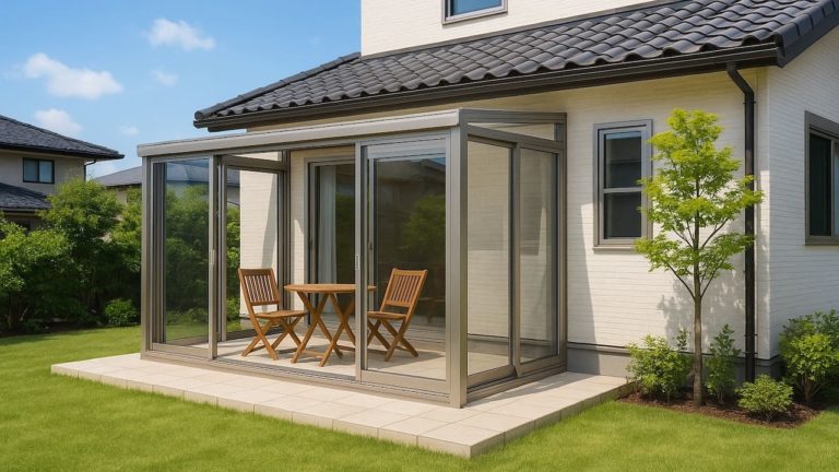 今治市の戸建て外構に施工されたテラス囲い・サンルームのイメージ