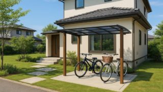 射水市の戸建て外構に施工された自転車置き場のイメージ