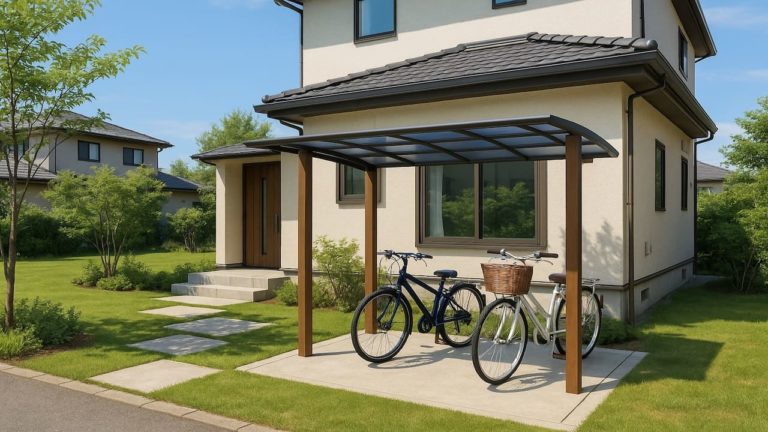 射水市の戸建て外構に施工された自転車置き場のイメージ