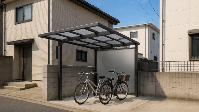 射水市の戸建て外構に施工されたサイクルポートのイメージ