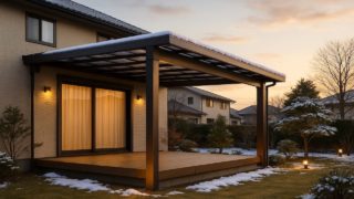 射水市の戸建て外構に施工されたテラス屋根のイメージ