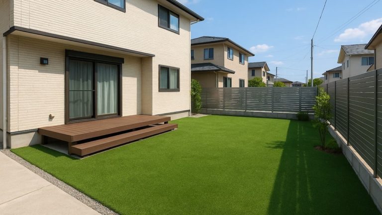 稲沢市の戸建て外構に施工された人工芝のイメージ