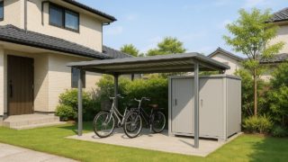 稲沢市の戸建て外構に施工された自転車置き場のイメージ