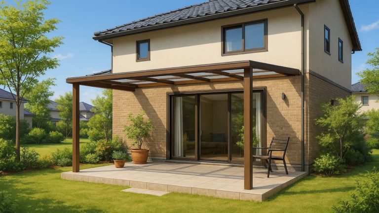 入間市の戸建て外構に施工されたテラス屋根のイメージ