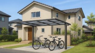 諫早市の戸建て外構に施工されたサイクルポートのイメージ