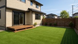 【伊勢原市】人工芝の費用相場|高齢家族にやさしい工夫5選 伊勢原市の戸建て外構に施工された人工芝のイメージ