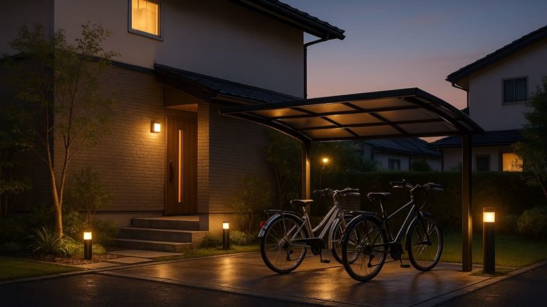 伊勢原市の戸建て外構に施工された自転車置き場のイメージ