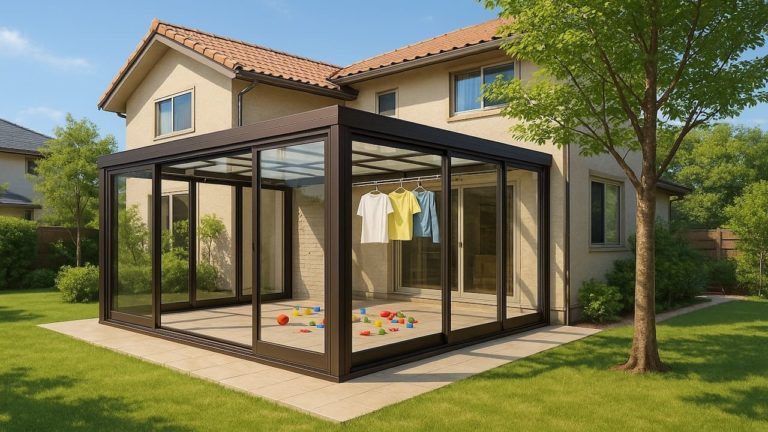 伊勢原市の戸建て外構に施工されたテラス囲い・サンルームのイメージ