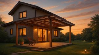 伊勢原市の戸建て外構に施工されたテラス屋根のイメージ