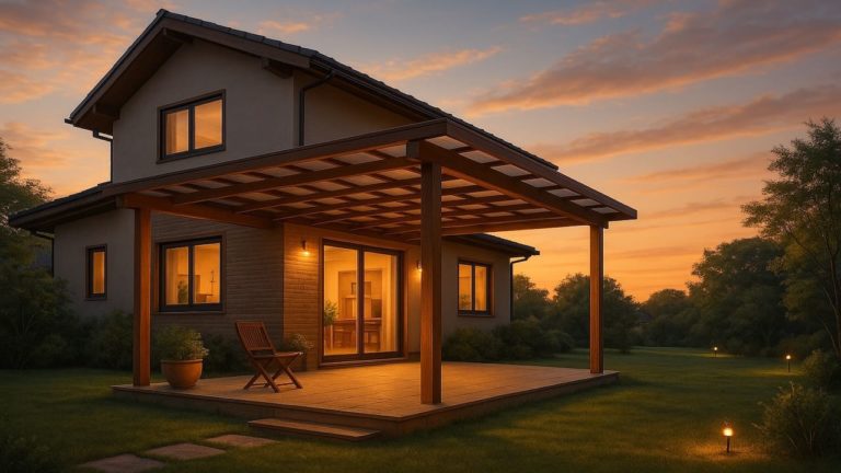 伊勢原市の戸建て外構に施工されたテラス屋根のイメージ