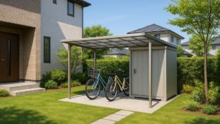 伊勢崎市の戸建て外構に施工された自転車置き場のイメージ