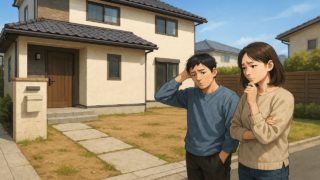 伊勢崎市の外構工事の失敗にがっかりする夫婦のイメージ