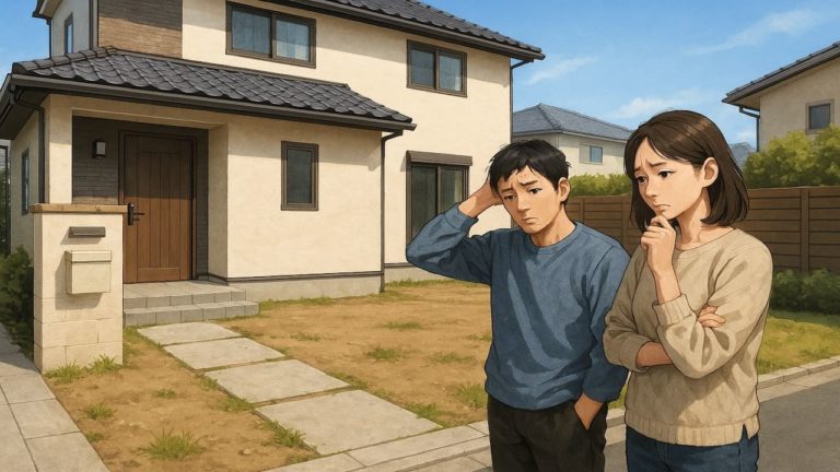 伊勢崎市の外構工事の失敗にがっかりする夫婦のイメージ