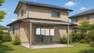 伊勢崎市の戸建て外構に施工されたテラス屋根のイメージ