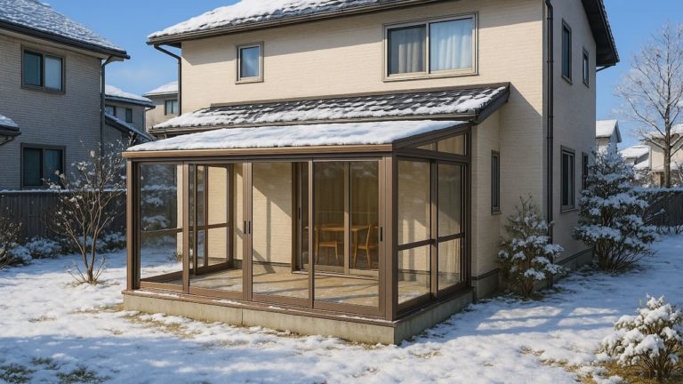 石狩市の戸建て外構に施工されたテラス囲い・サンルームのイメージ