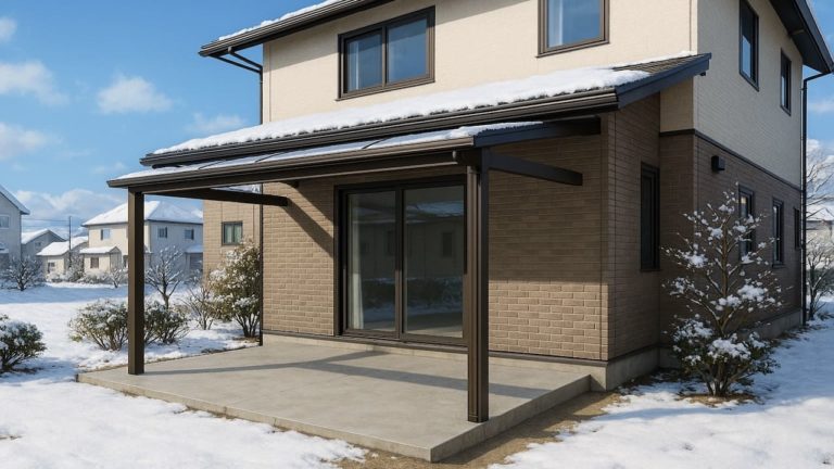 石狩市の戸建て外構に施工されたテラス屋根のイメージ