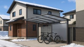 石川県の戸建て外構に施工されたサイクルポートのイメージ