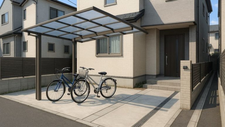 板橋区の戸建て外構に施工されたサイクルポートのイメージ