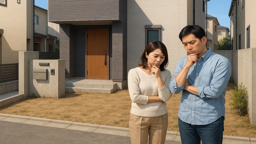 板橋区の外構工事の失敗にがっかりする夫婦のイメージ