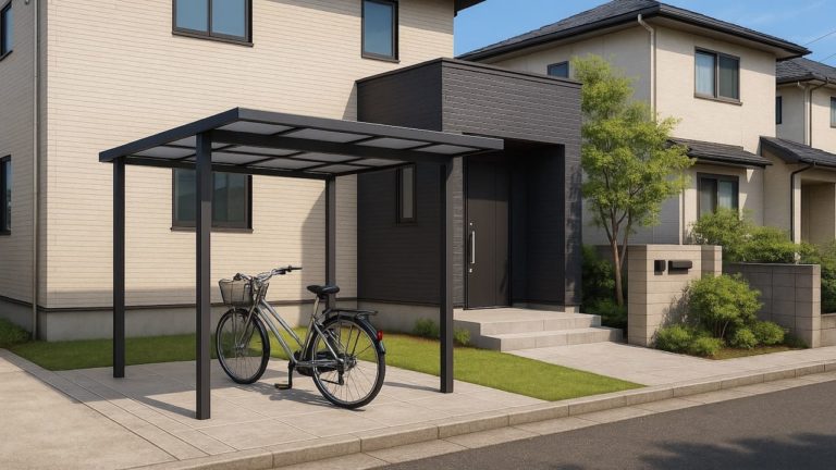 伊丹市の戸建て外構に施工された自転車置き場のイメージ