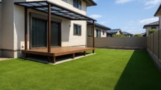 いわき市の戸建て外構に施工された人工芝のイメージ