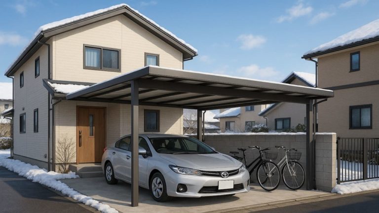いわき市の戸建て外構に施工された自転車置き場のイメージ