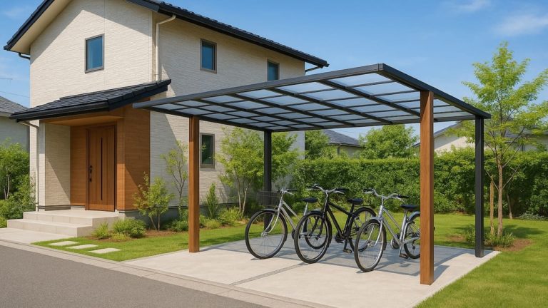 いわき市の戸建て外構に施工されたサイクルポートのイメージ