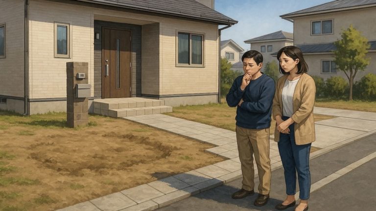 いわき市の外構工事の失敗にがっかりする夫婦のイメージ