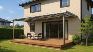 【いわき市】テラス屋根の価格相場|外観と日当たりを両立させるコツ いわき市の戸建て外構に施工されたテラス屋根のイメージ