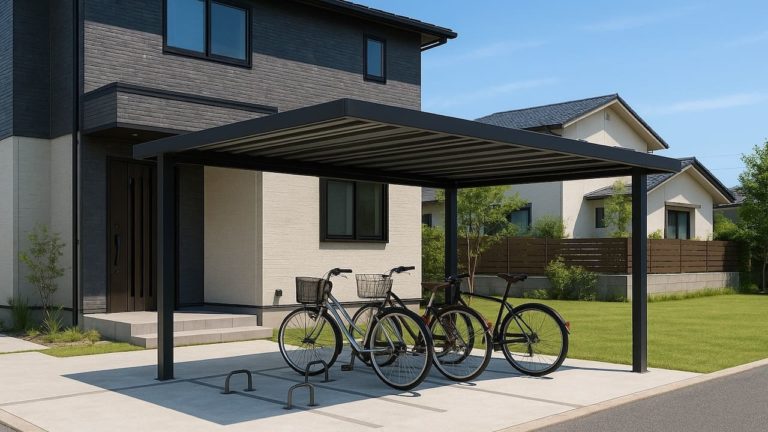 岩国市の戸建て外構に施工された自転車置き場のイメージ