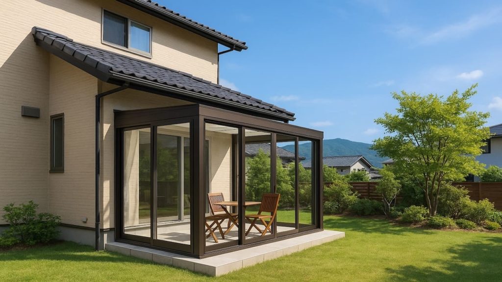 岩国市の戸建て外構に施工されたテラス囲い・サンルームのイメージ