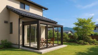 岩国市の戸建て外構に施工されたテラス囲い・サンルームのイメージ