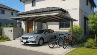磐田市の戸建て外構に施工された自転車置き場のイメージ